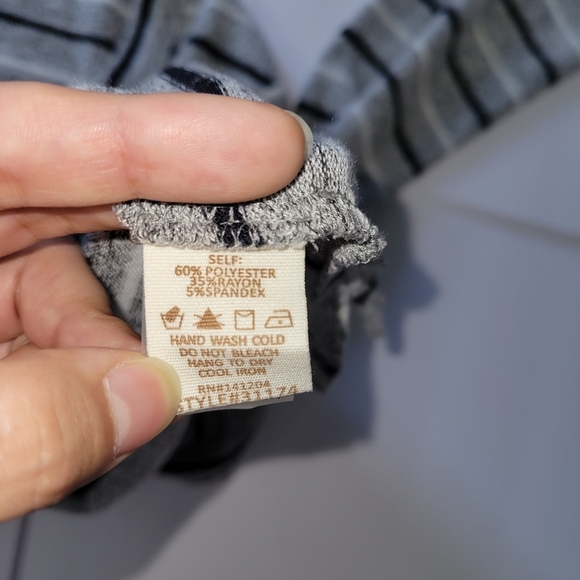 Hem & Thread Grey Striped Casual Academia Long Sleeve Cardigan Sweater - Picture 9 of 9